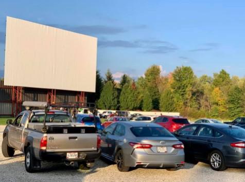 Cars parked at the drive-in.